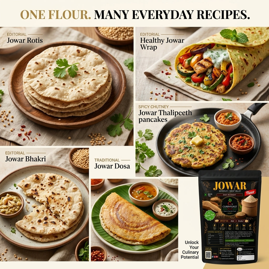 Curryfeast Jowar Flour / Jawar Aata / Sorghum Millet Flour / Gluten Free /Healthy aata / 1 Kg
