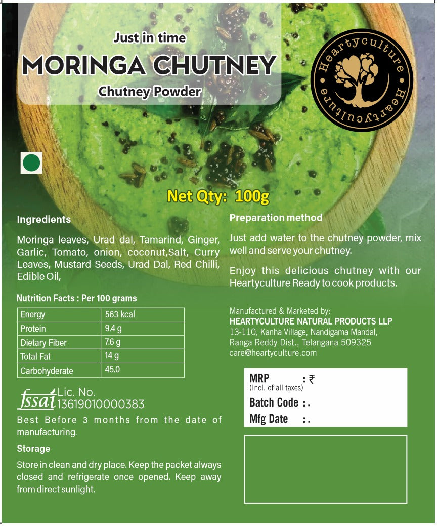 Heartyculture Moringa Leaves Chutney In a Minute 100 G