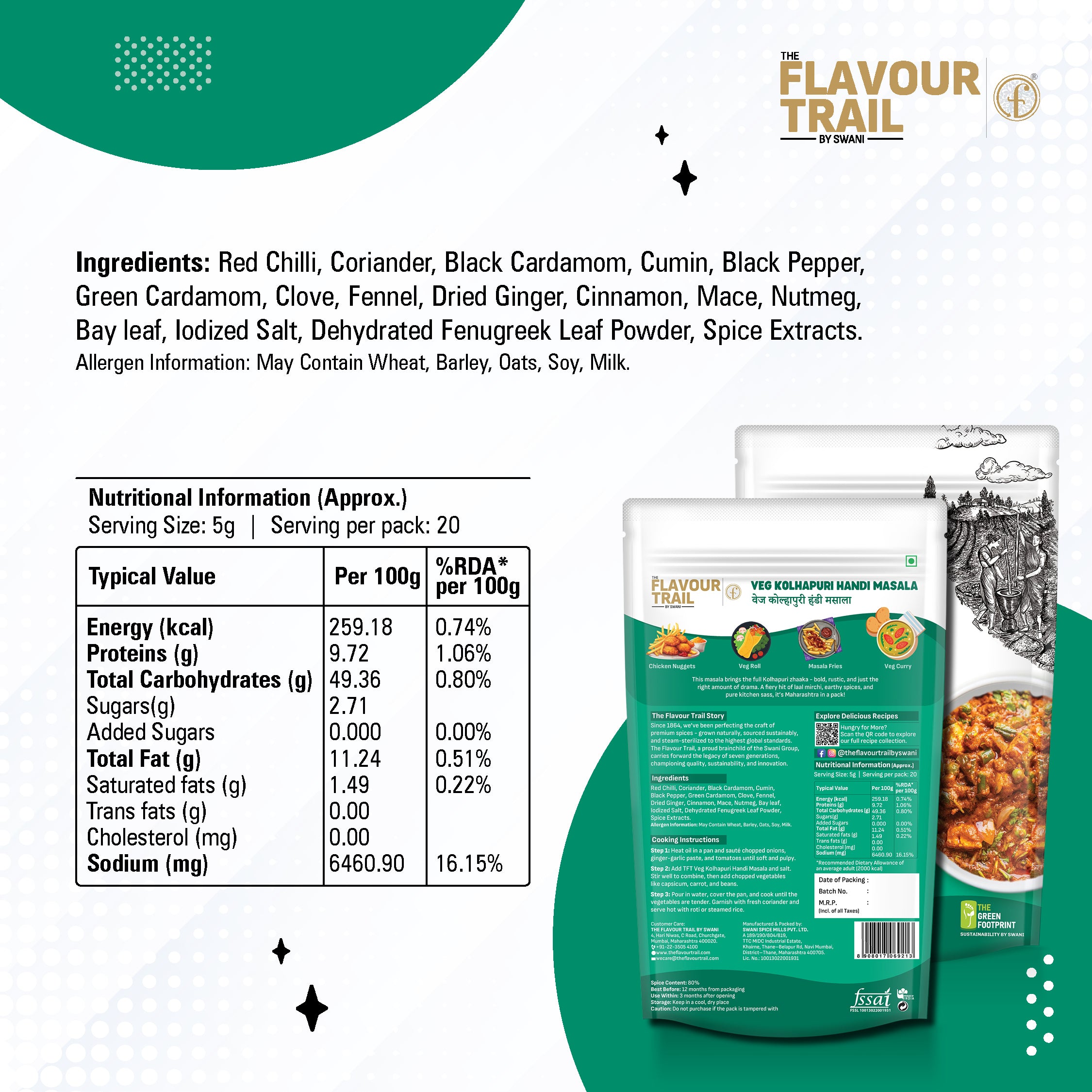The Flavour Trail pure & natural Veg Kolhapuri Handi Masala