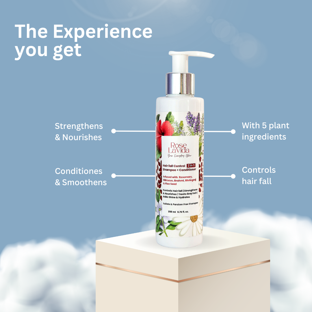 Ayurvedic Rosemary Strength & Shine Hair Fall Control 2 in 1 Shampoo + Conditioner | For All Hair Types | Women & Men
