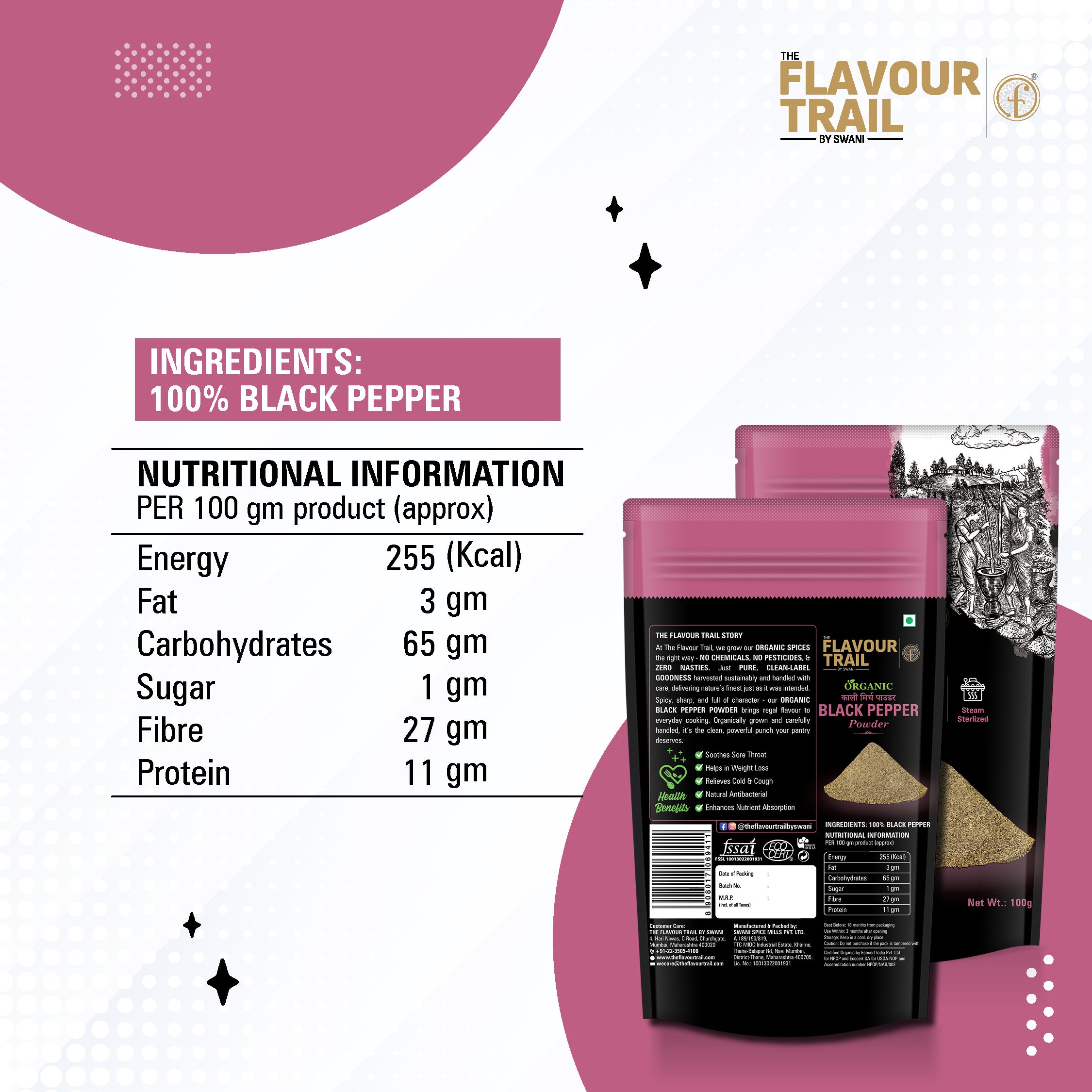 The Flavour Trail - Organic Black Pepper Powder