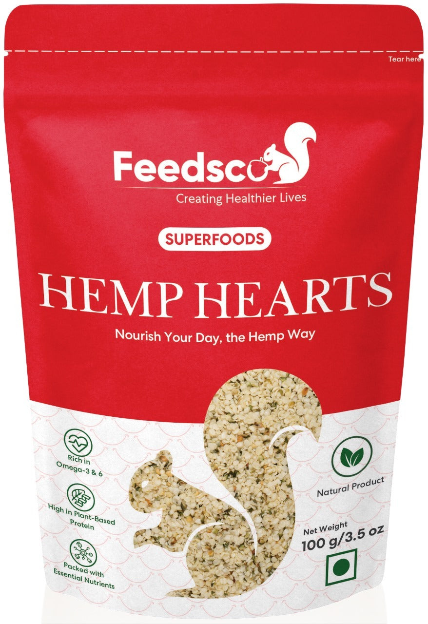 Feedsco Hemp Hearts 100g Pack of 1 – Raw Shelled Hemp Seeds for Eating | Vegan, Gluten-Free, Nutrient-Rich Superfood