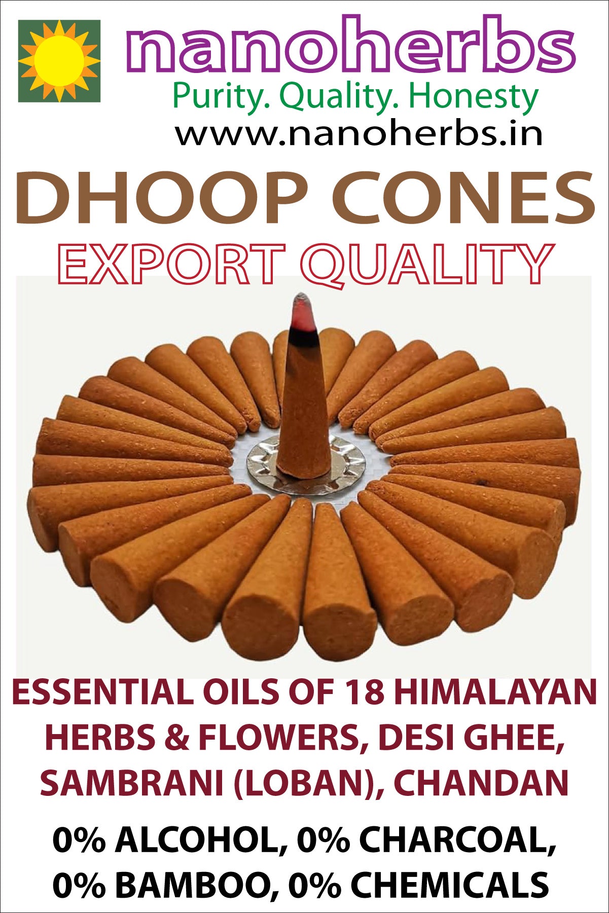 Nanoherbs DHOOP CONES Export Quality Buy 3 Get 1 FREE