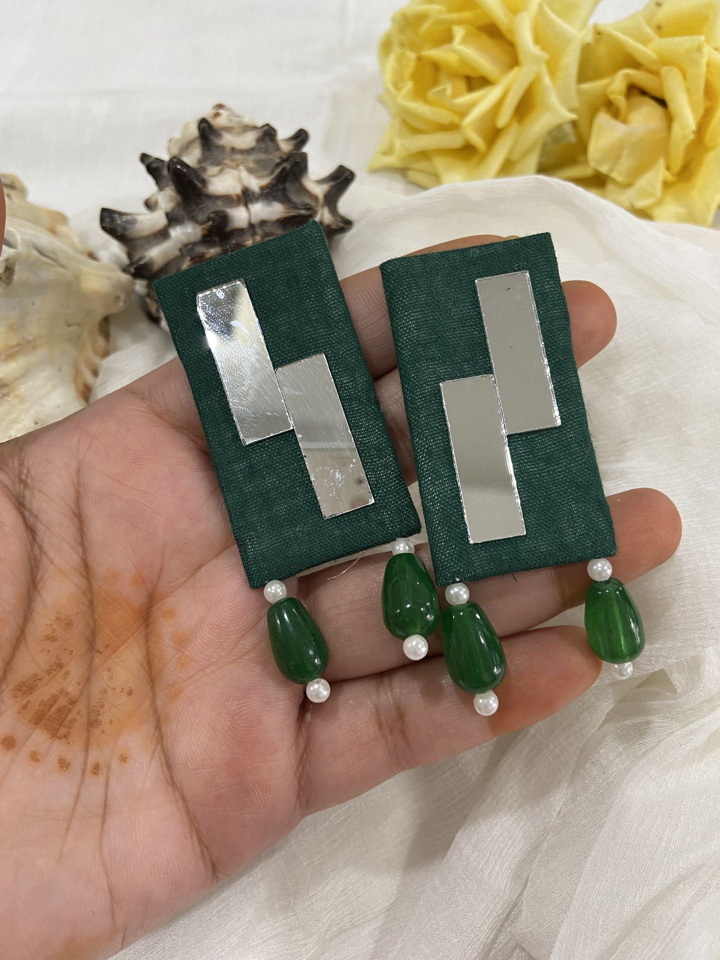 Laadli Handmade- Panna- Mirror Handmade Earring