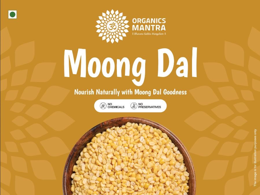 Organics Mantra - Green Gram Split / Pesara Pappu Split/ Moong Dal Split - 1Kg