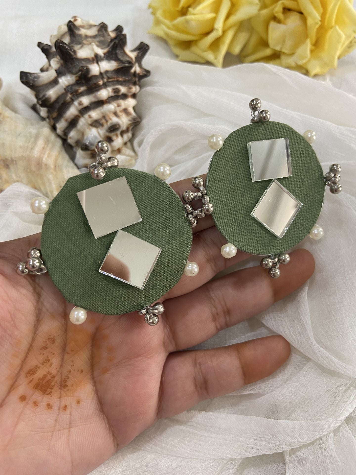 Laadli Handmade- Chavi- Mirror Handmade Earrings