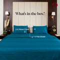 Teal Blue, 300TC, Horizontal Stripes Bedsheet Set