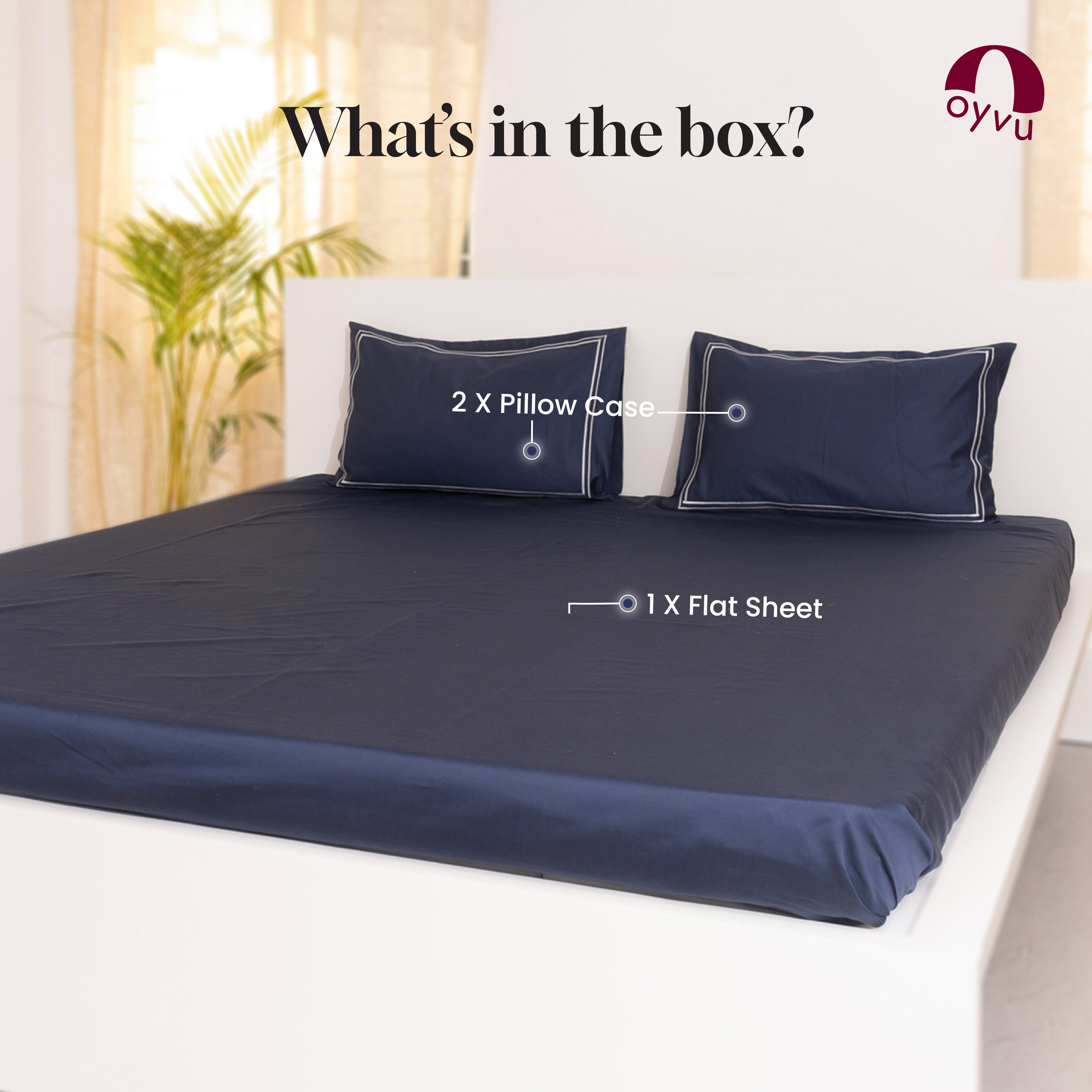 Silver Double Merrow on Navy, 700 TC, Bedsheet Set