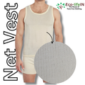 Eco life Men's Toxic free Undyed and Unbleached pure Cotton Net Vest - Pack of 3