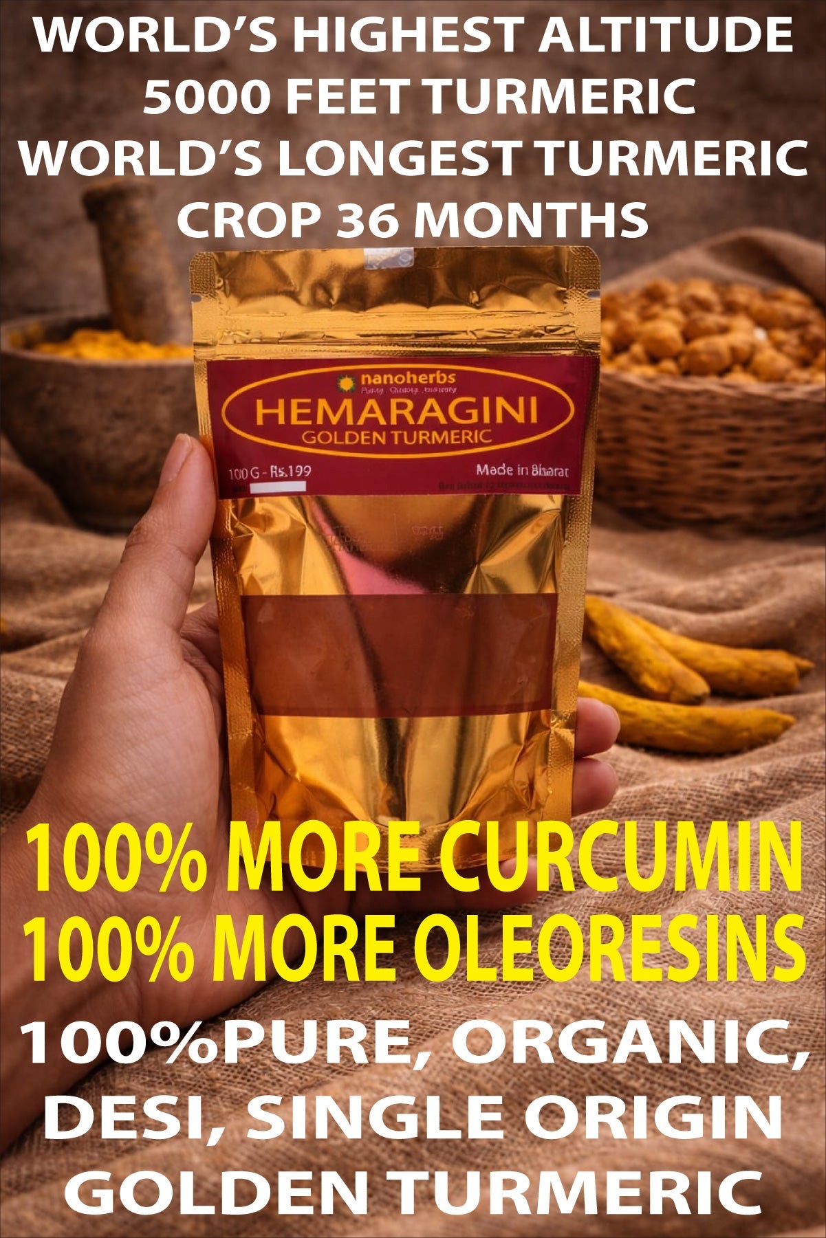 Nanoherbs HEMARAGINI Golden Turmeric Powder