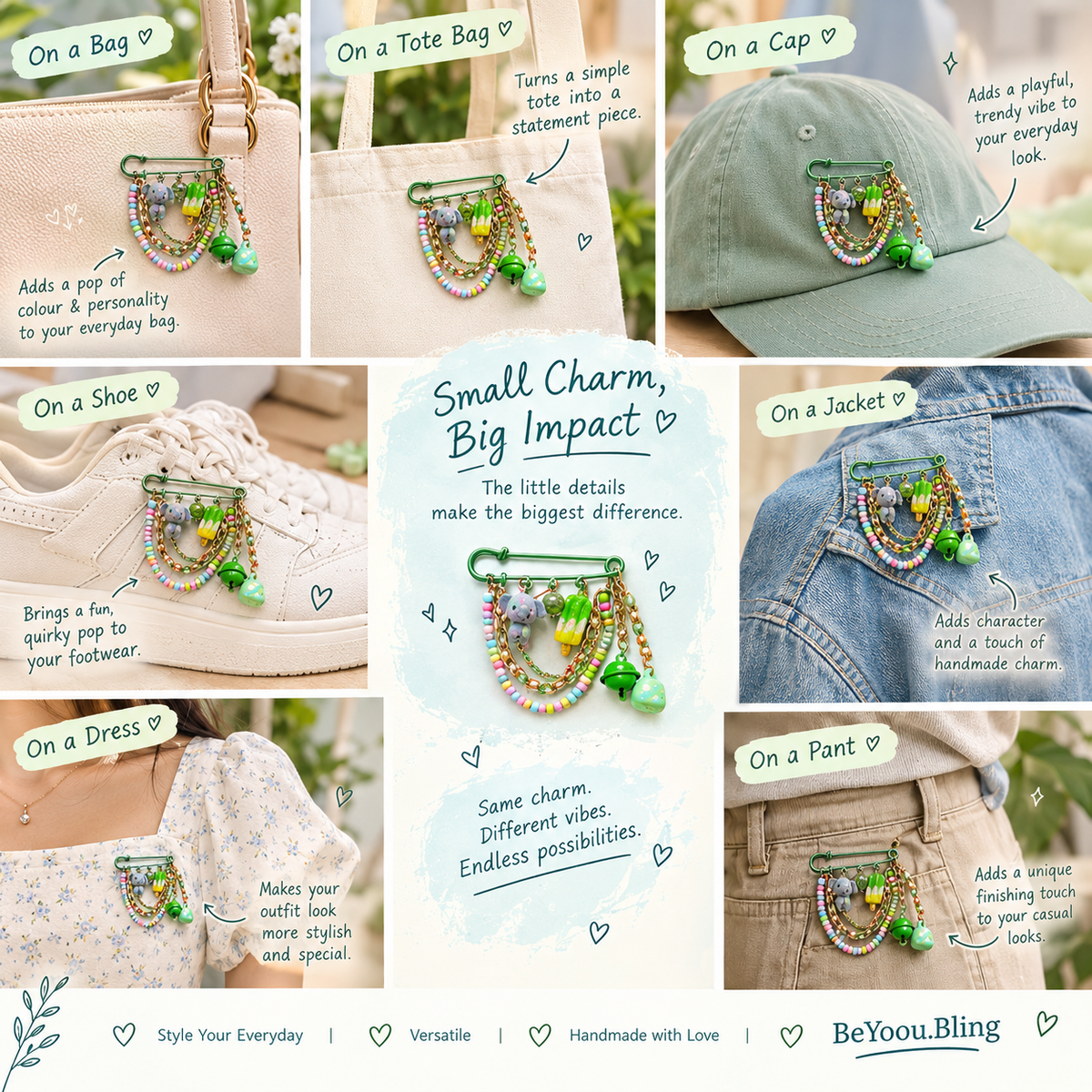 BeYoou.Bling kawaii Handcrafted Cute Flocked Koala Safety Pin Brooch, Kilt Pin