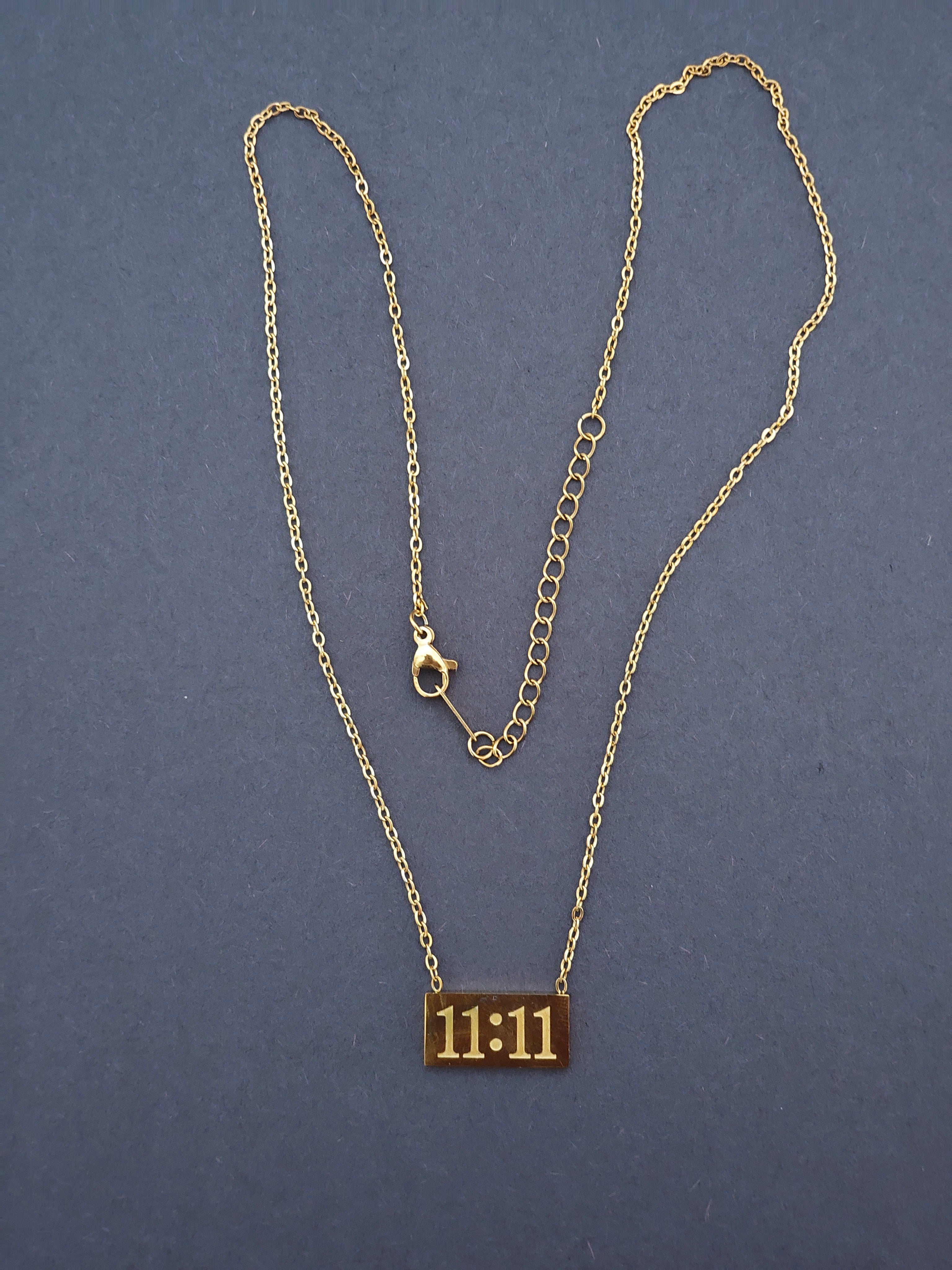 BeYoou.Bling 11:11 Angel Number Bar Necklace – Anti-Tarnish Gold Plated Minimalist Pendant