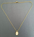 BeYoou.Bling Anti-Tarnish Waterproof Stainless Steel Oval Rose Enamel Pendant Necklace