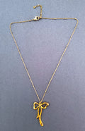 BeYoou.Bling Anti-Tarnish Waterproof Stainless Steel Ribbon Bow Pendant Necklace
