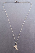 BeYoou.Bling Anti-Tarnish Waterproof Stainless Steel Elegant Double Butterfly AD stone Pendant Steel Necklace for Women