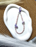 BeYoou.Bling Handcrafted **Cute Pastel Purple Bunny Beaded Wristlet, Phone Tag, Safety Tag