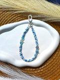 BeYoou.Bling Handcrafted **Blue Bellflower, Star Beaded Wristlet Keychain, Phone Strap, Safety Tag