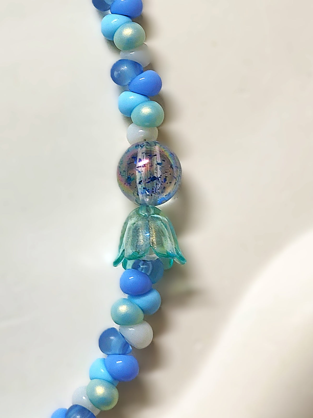 BeYoou.Bling Handcrafted **Blue Bellflower, Star Beaded Wristlet Keychain, Phone Strap, Safety Tag