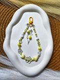 BeYoou.Bling Handcrafted Yellow Daisy & Heart Beaded Wristlet Keychain & Phone Tag, Safety Tag