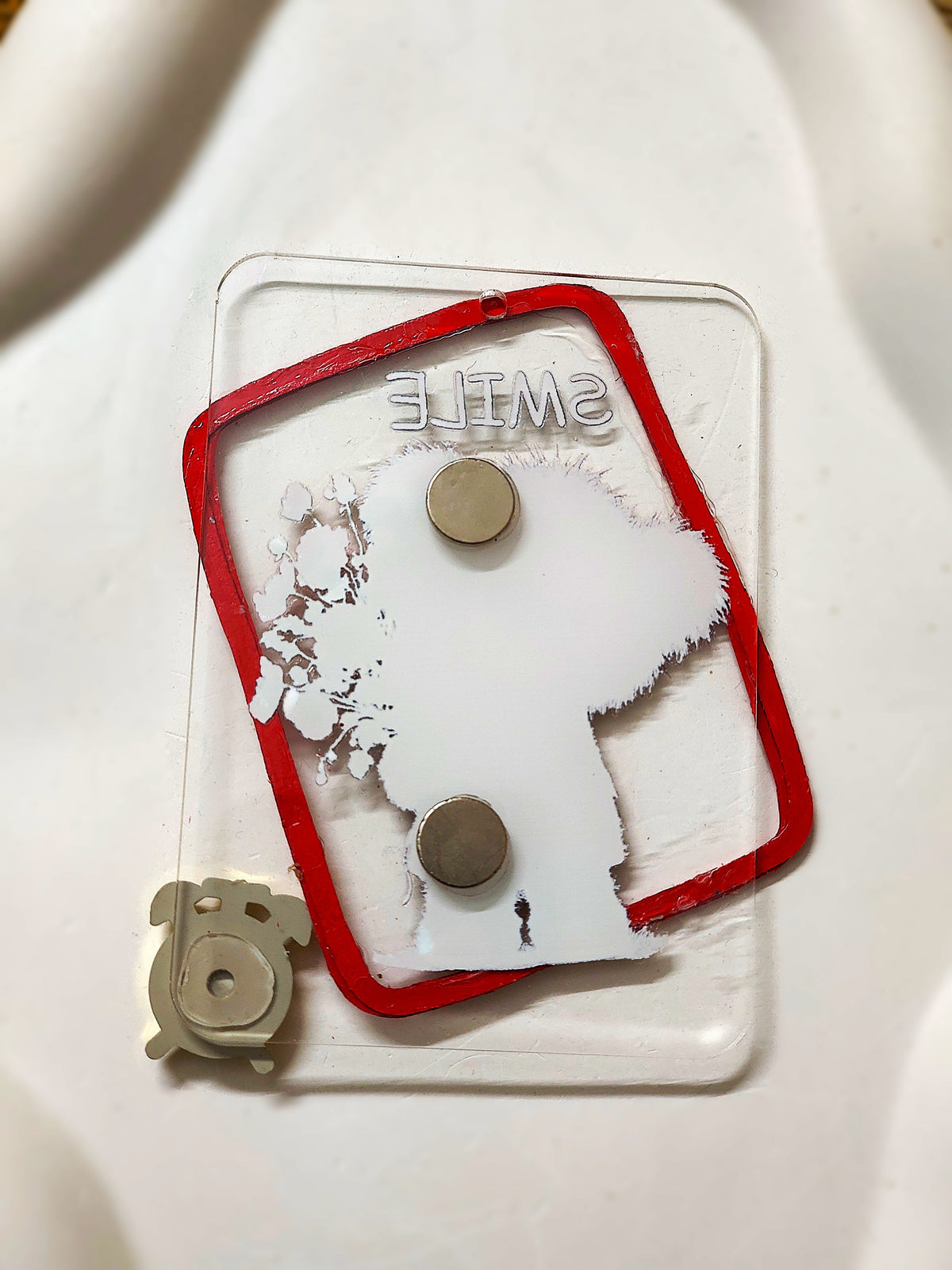 BeYoou.Bling Handcrafted Cute Teddy Bear “SMILE” Acrylic Fridge Magnet