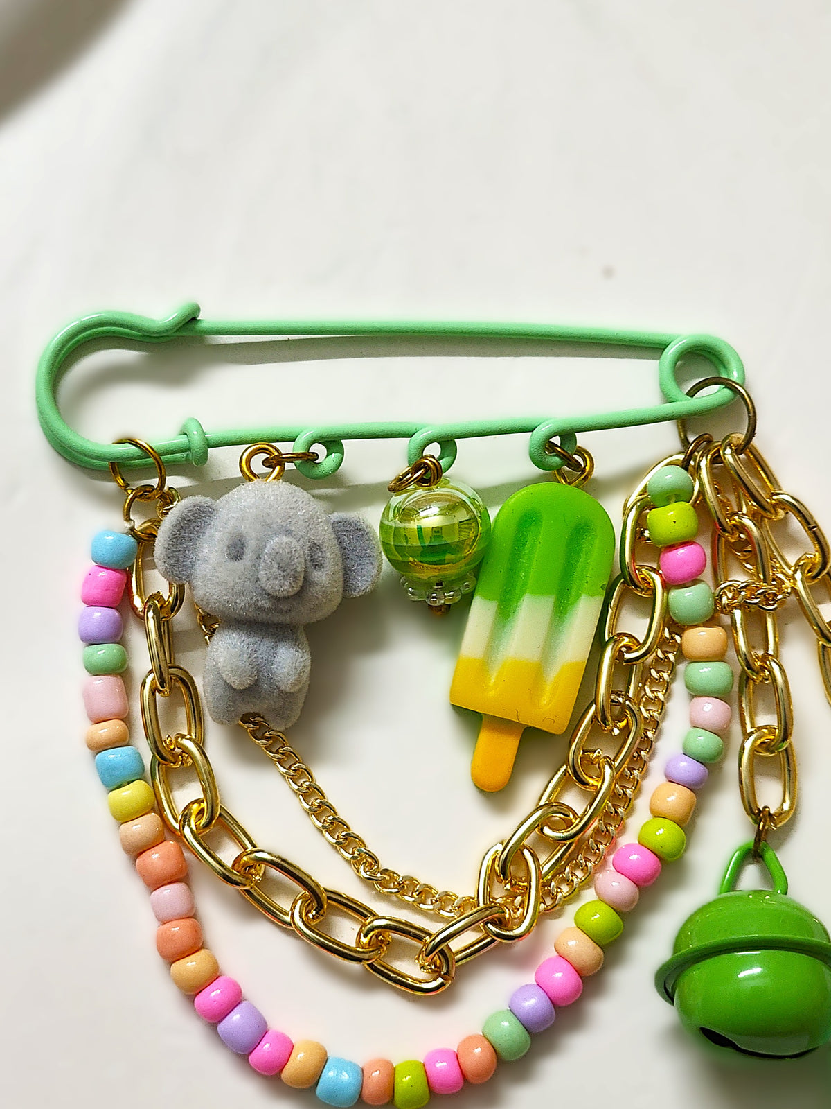 BeYoou.Bling kawaii Handcrafted Cute Flocked Koala Safety Pin Brooch, Kilt Pin