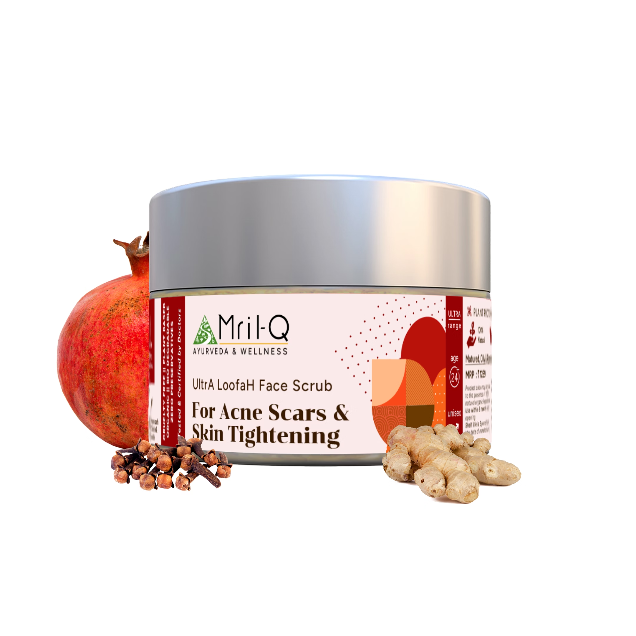 MrilQ Ultra Face Loofah | Exfoliator & Scrub | Anti Ageing | Age spots and Hyperpigmentation | Natural Collagen | Mature Skin