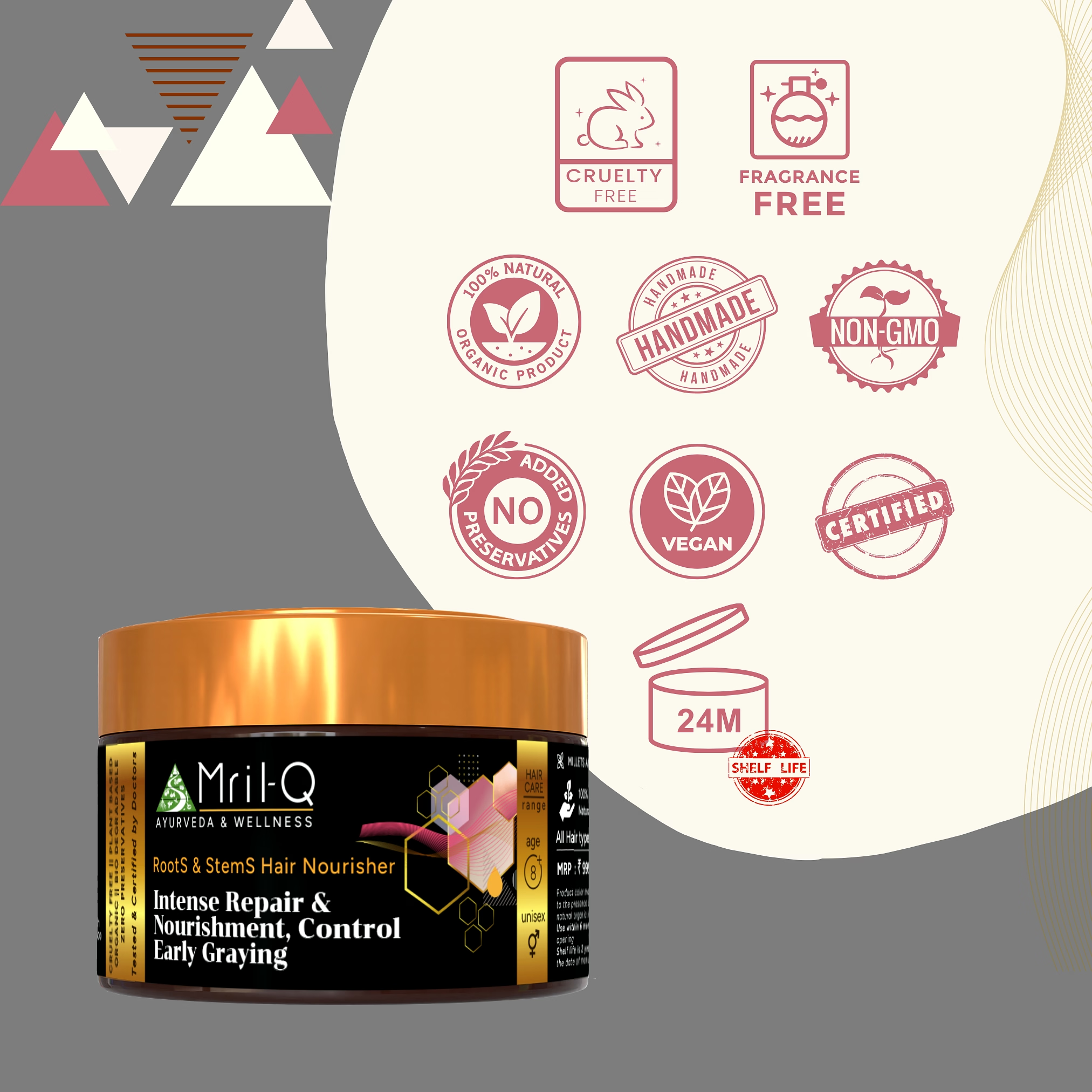 MrilQ Roots & Stems | Hair Mask | Intense Repair | Hair Regrowth | Control Early Greying