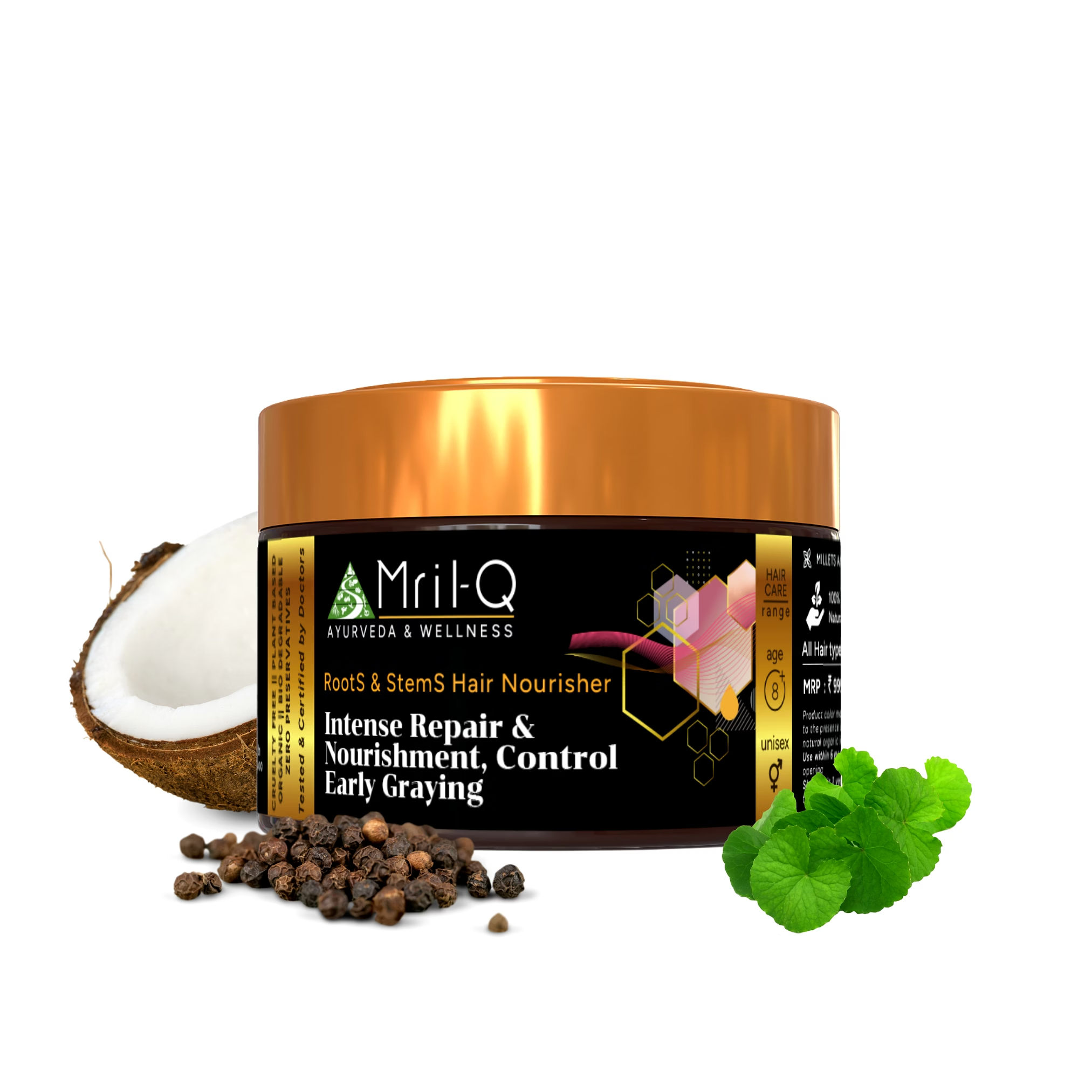 MrilQ Roots & Stems | Hair Mask | Intense Repair | Hair Regrowth | Control Early Greying