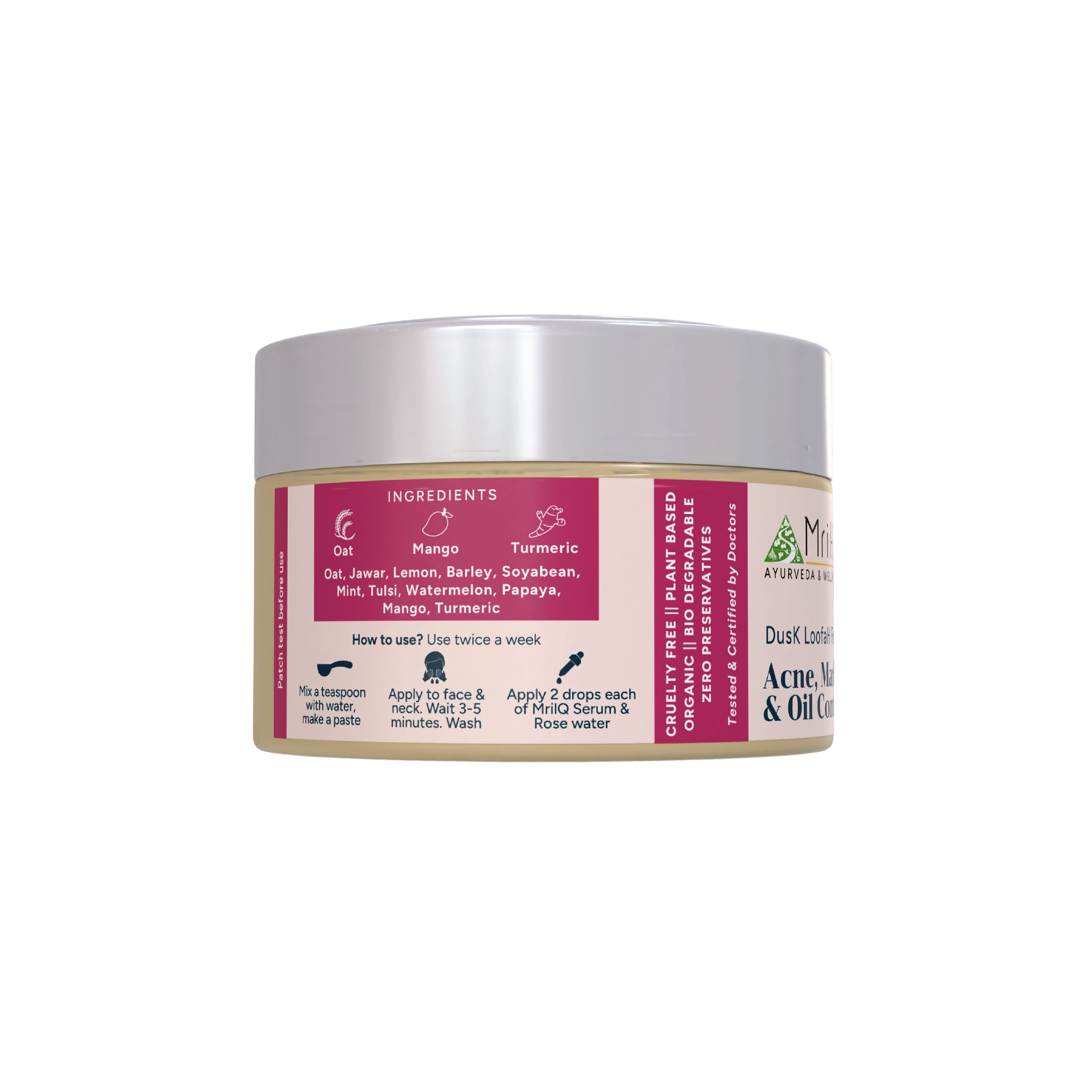 MrilQ Dusk Face Loofah | Exfoliator & Scrub | Acne, Pimple, Scars, Marks & Oil Control | Sensitive, Oily, Combination skin