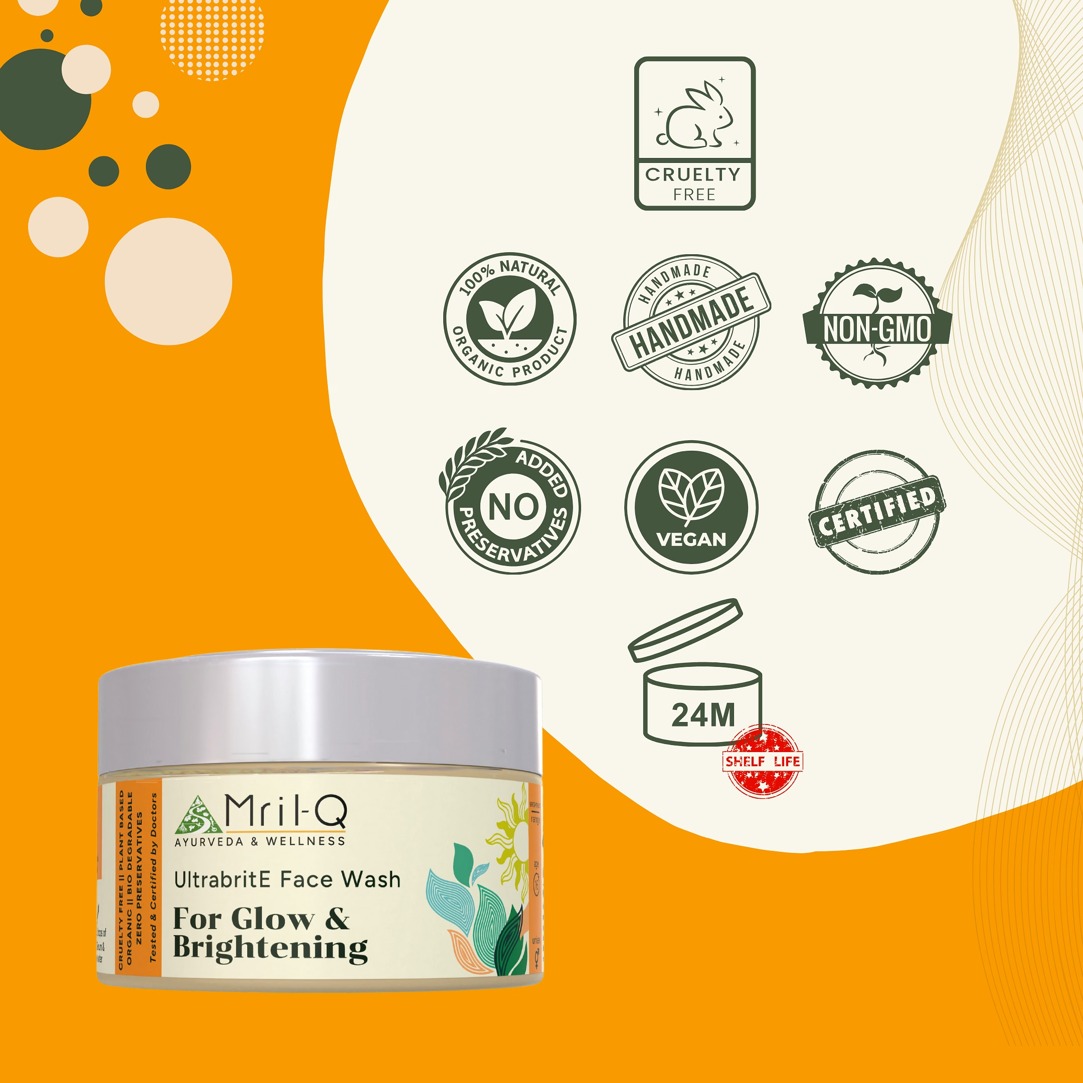 MrilQ Ultra Brite Face Wash | Brightening Vitamin C enriched | Daily Use | Normal , Mature, Dry, Combination Skin