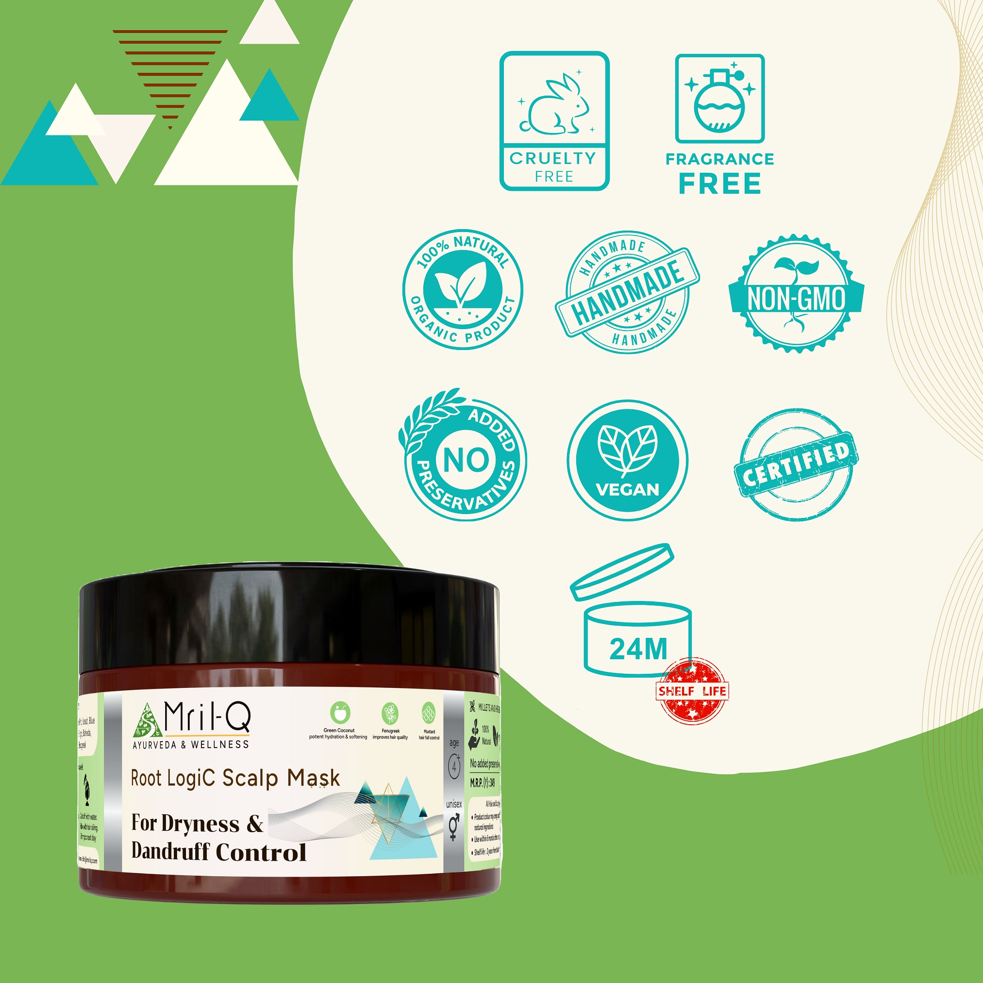 MrilQ Root Logic | Hair Mask | Controls Dry Dandruff | Control Hair fall | Soothes irritated scalp