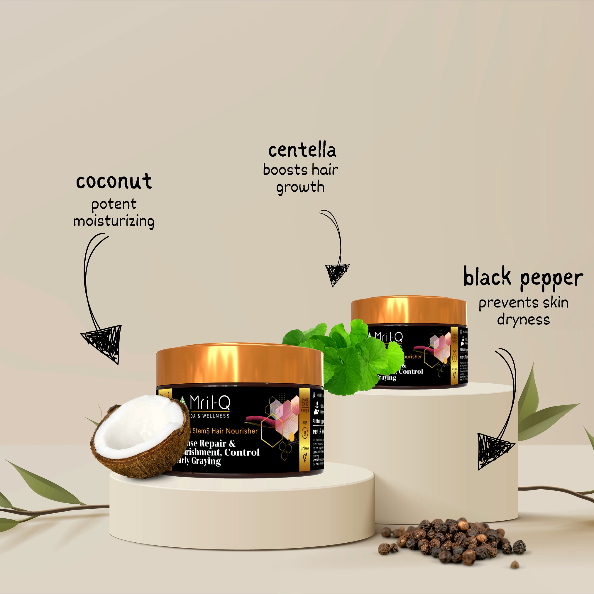 MrilQ Roots & Stems | Hair Mask | Intense Repair | Hair Regrowth | Control Early Greying