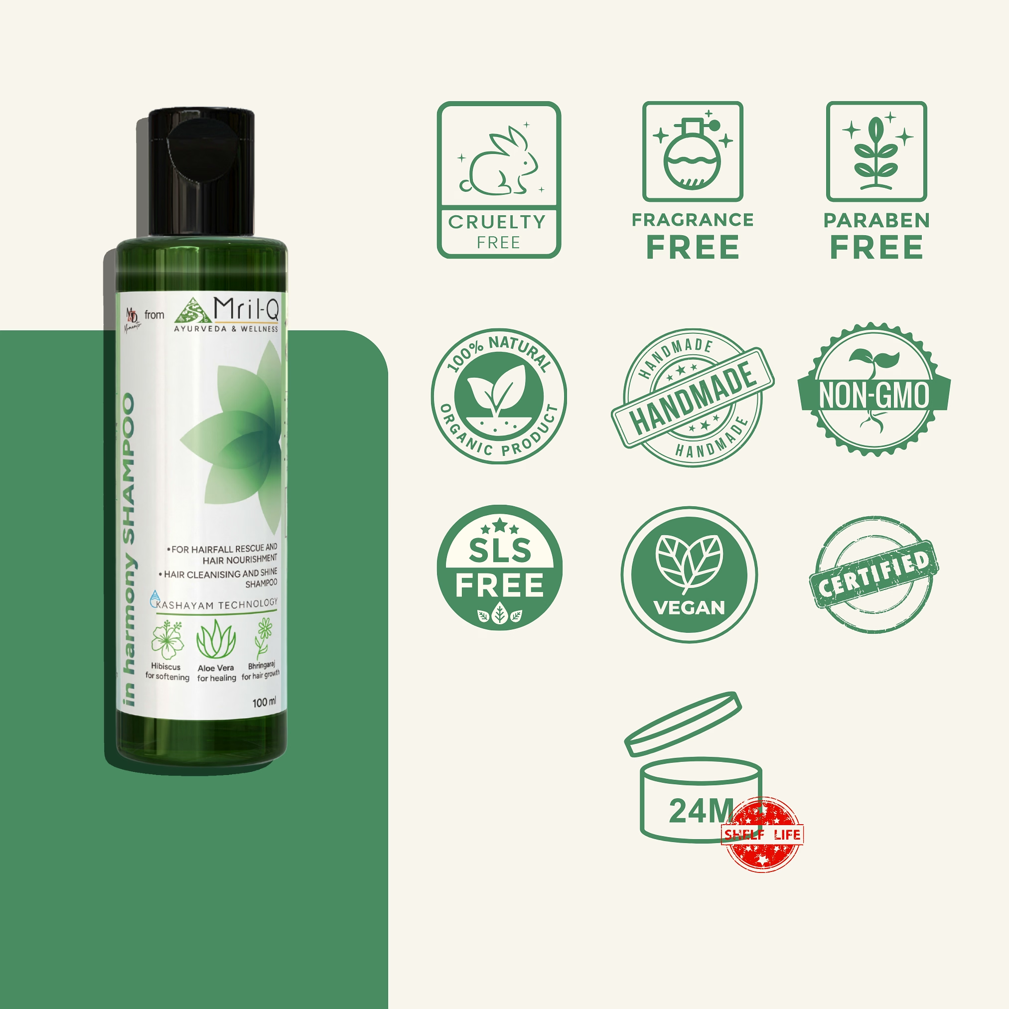 MrilQ In Harmony | Conditioning Shampoo | Hairfall Rescue | Hair Nourishment | Sulphate, Paraben & SLS Free