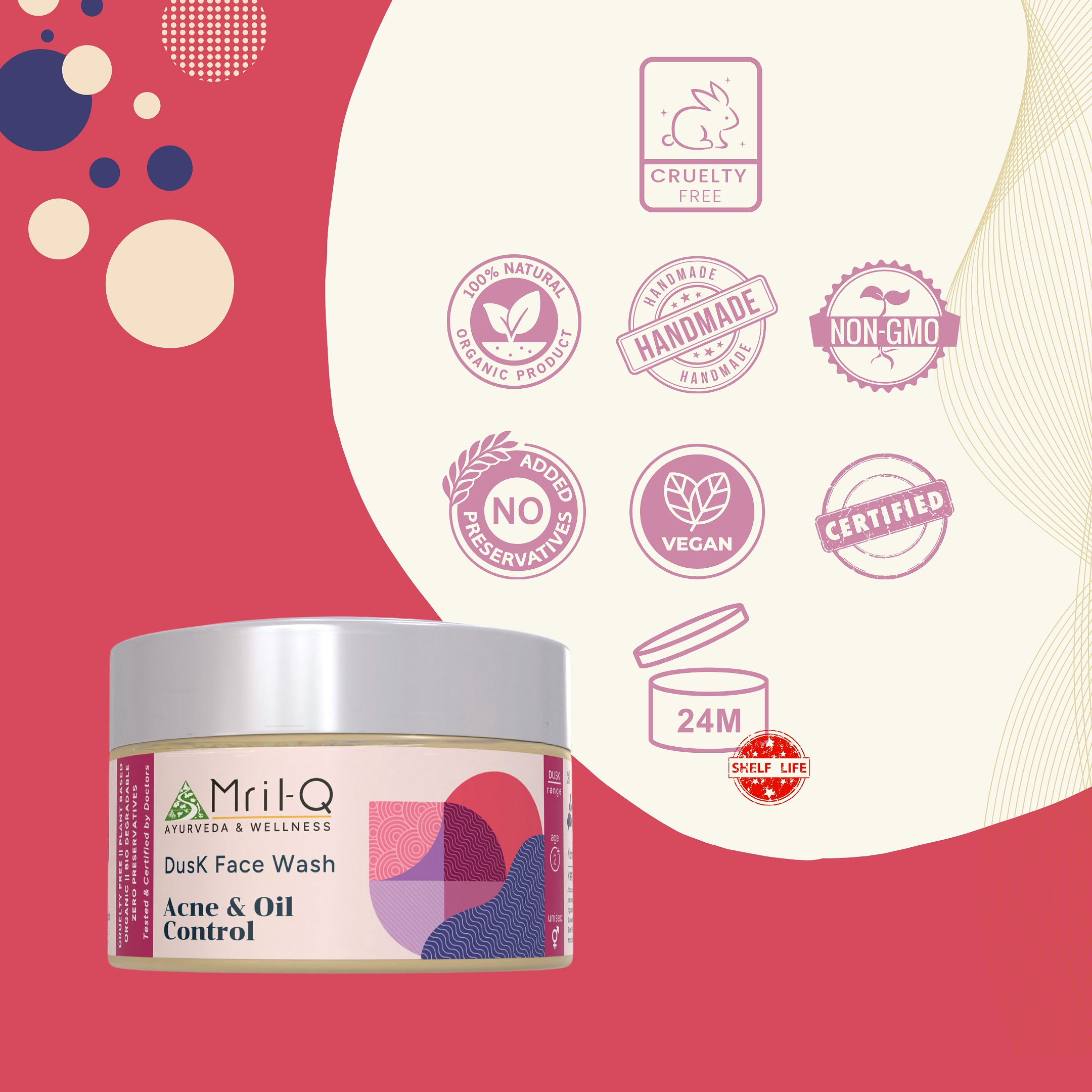 MrilQ Dusk Face Wash | Acne, Pimple & Oil Control | Daily Use | Sensitive, Oily, Combination skin