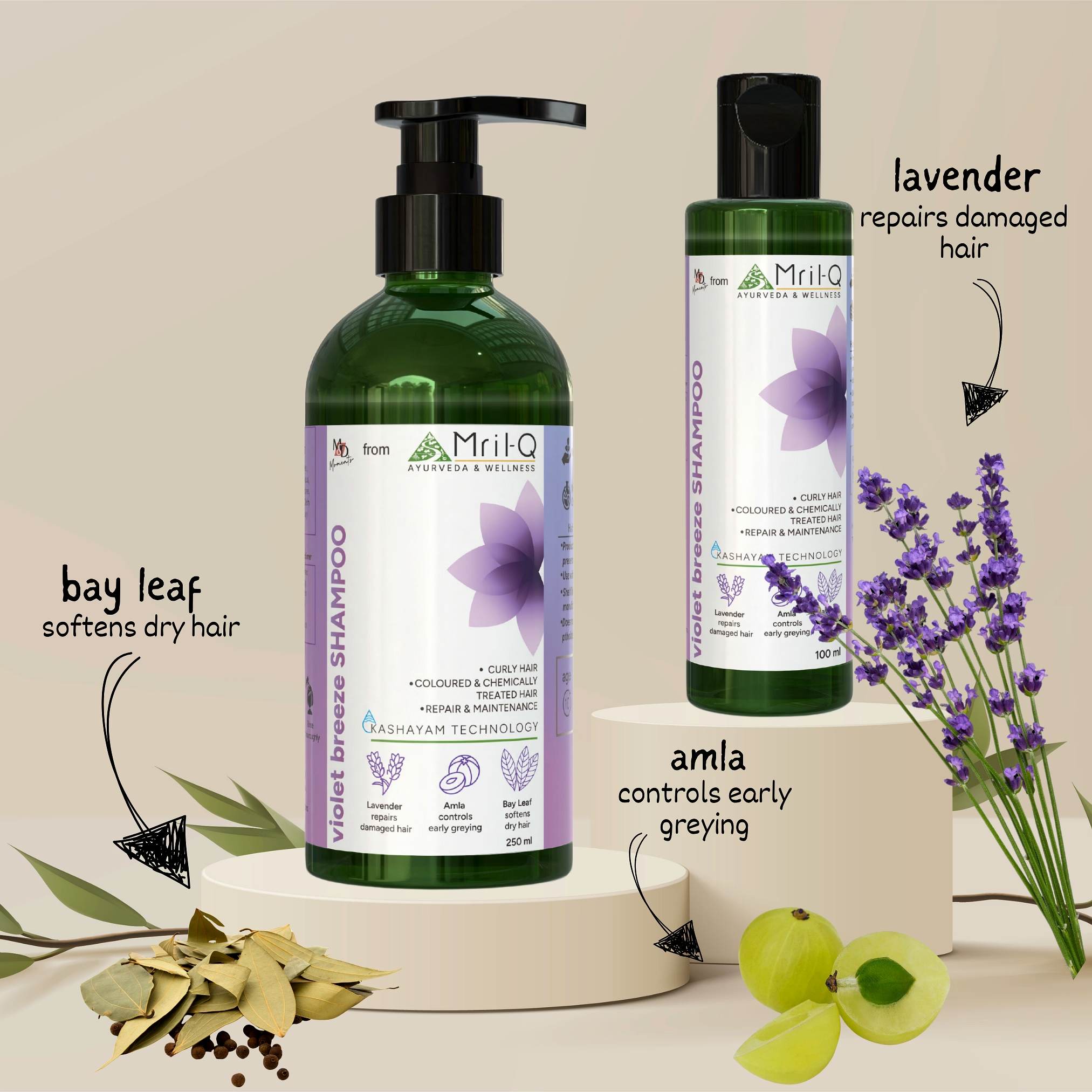 MrilQ Violet Breeze | Conditioning Shampoo | Dry, Curly, Chemically Treated Hair | Sulphate, Paraben & SLS Free