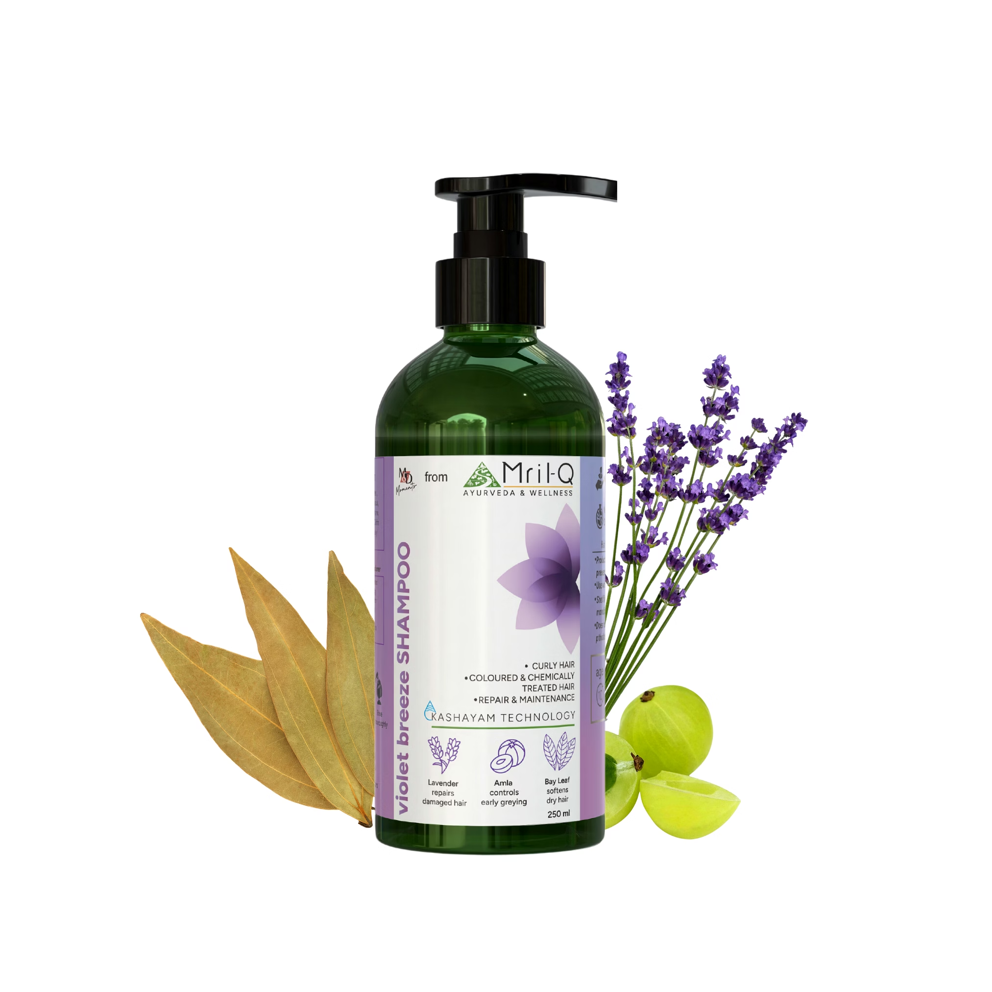 MrilQ Violet Breeze | Conditioning Shampoo | Dry, Curly, Chemically Treated Hair | Sulphate, Paraben & SLS Free