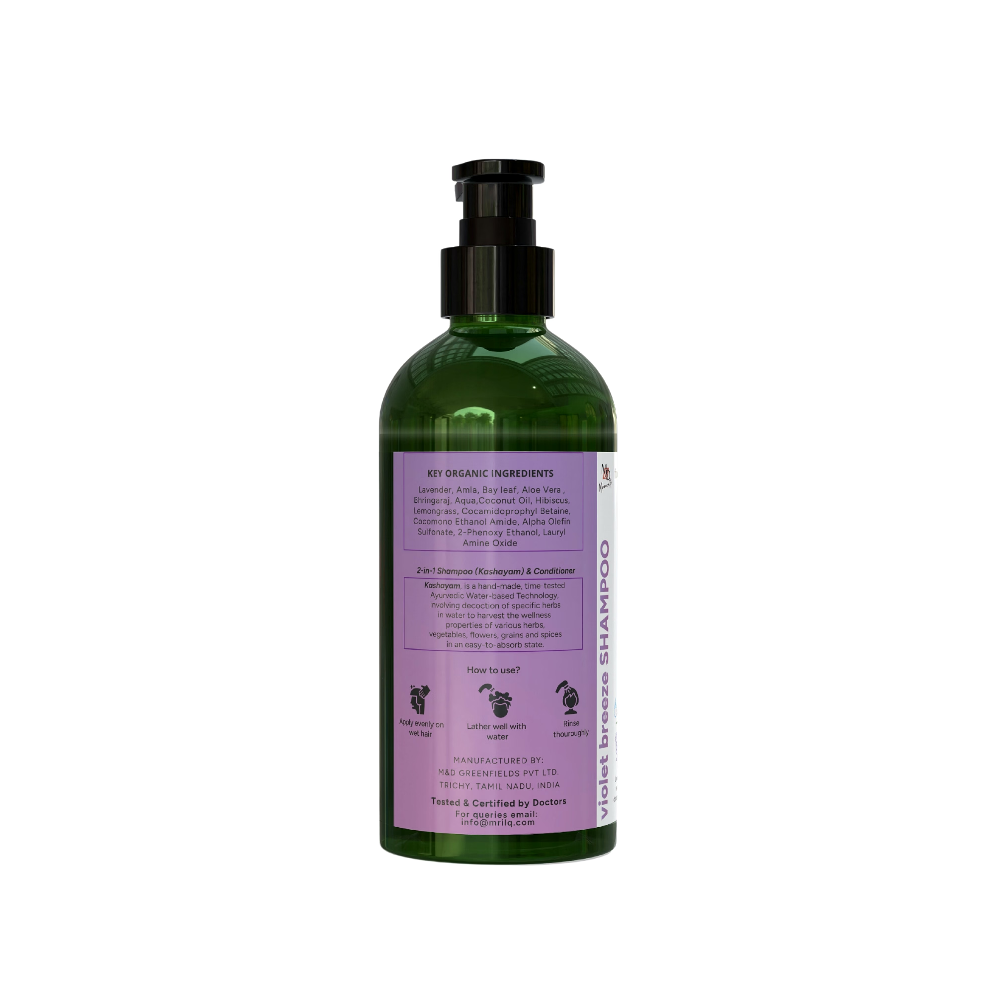 MrilQ Violet Breeze | Conditioning Shampoo | Dry, Curly, Chemically Treated Hair | Sulphate, Paraben & SLS Free