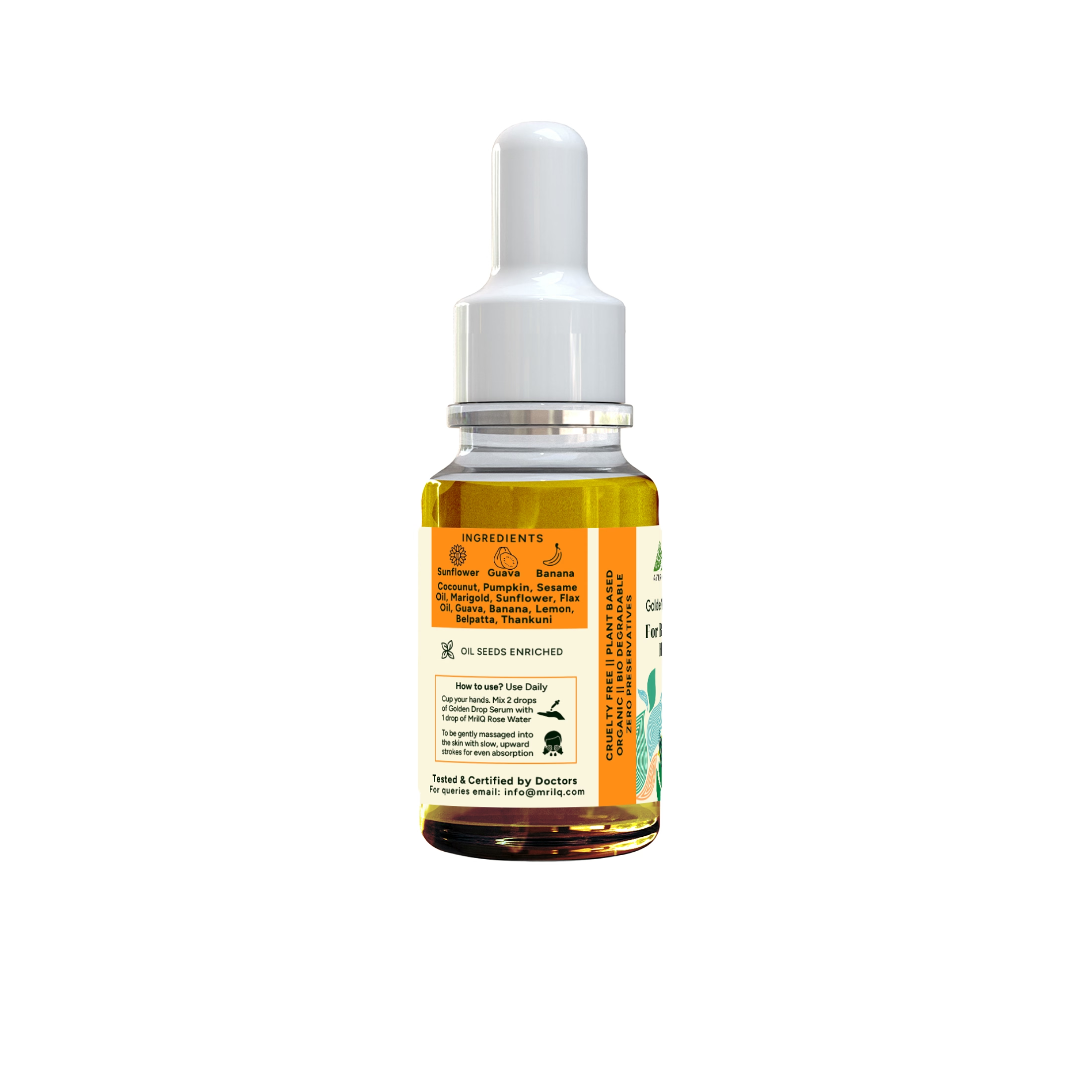 MrilQ Golden Drop Serum Oil | Instant Glow & Hydration| Vit C Serum | All Skin Types