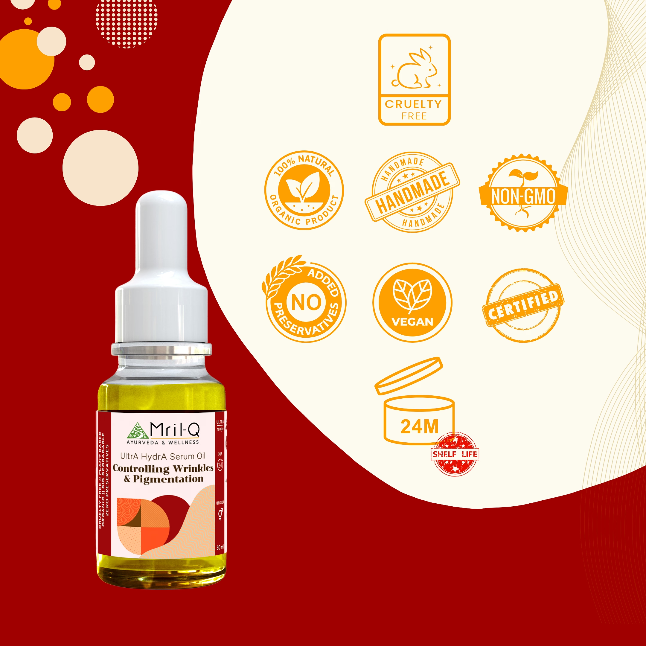 MrilQ Ultra Hydra Serum Oil | Anti-Ageing | Age spots and Hyperpigmentation | Daily Use| Mature, Combination & Dry Skin