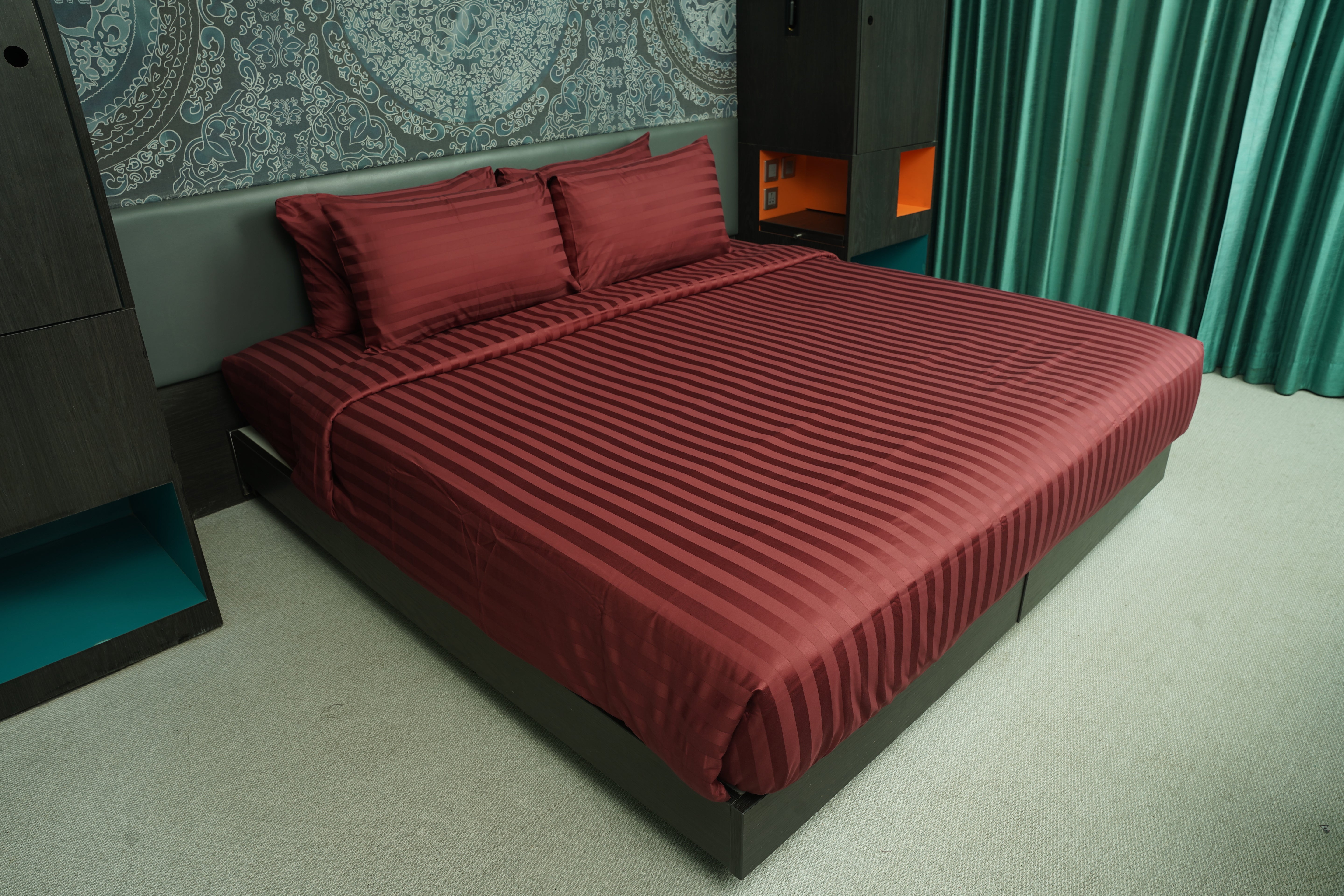Merlot, 500TC, Stripes Bedsheet Set