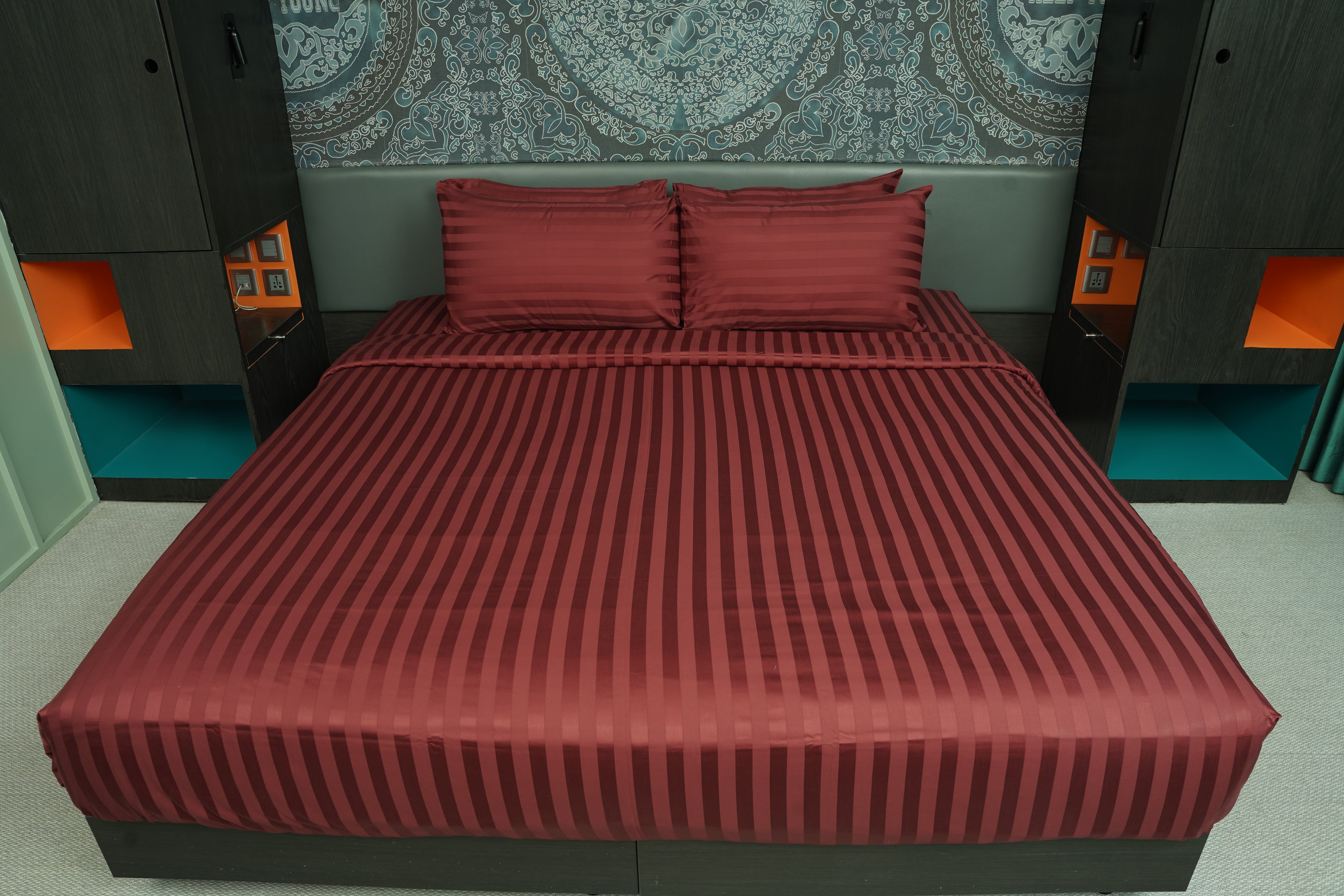 Merlot, 500TC, Stripes Bedsheet Set