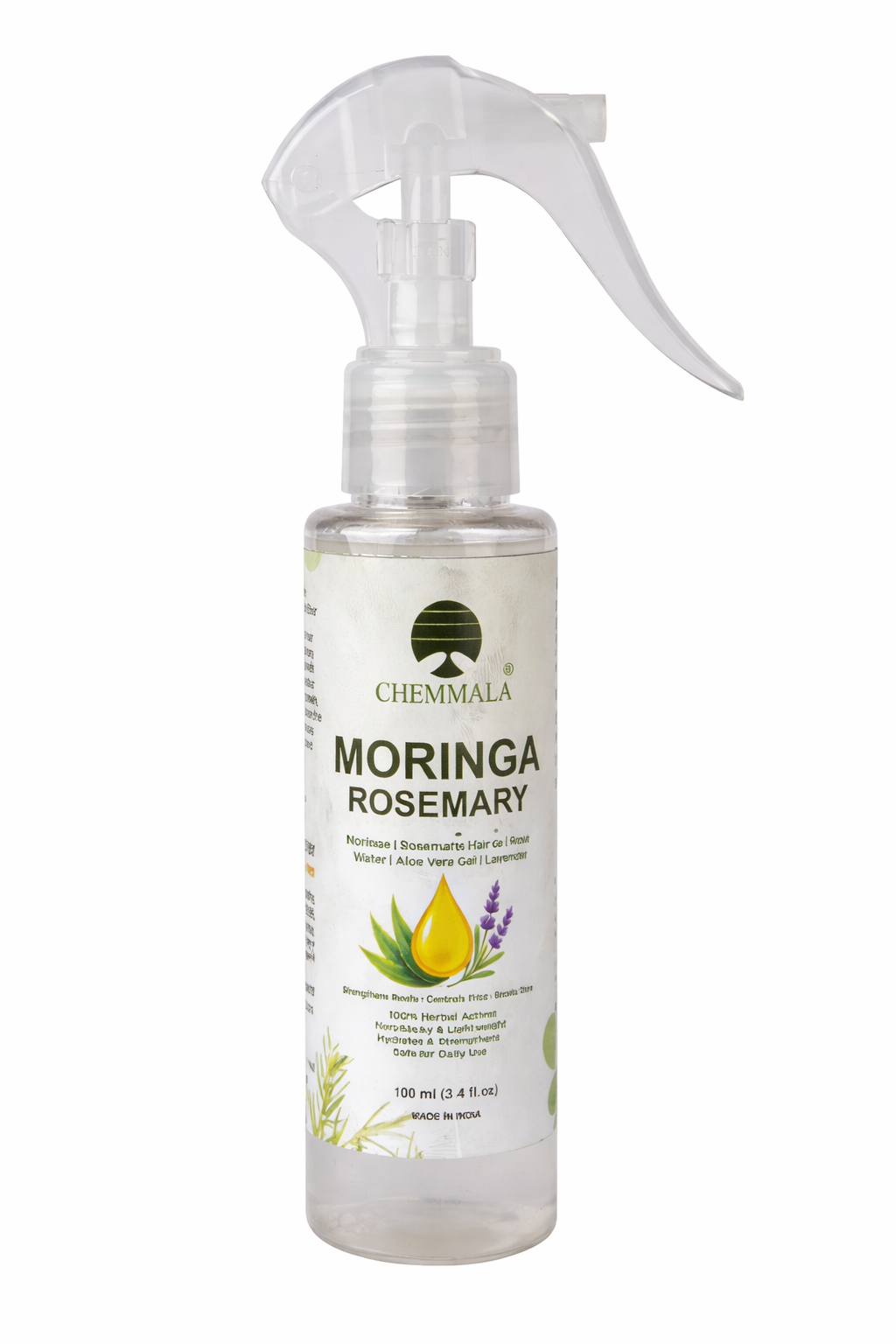 Chemmala Moringa Rosemary Hair Spray | Herbal Hair Growth Tonic | Controls Hair Fall & Frizz | Non-Sticky Daily Use | 100ml