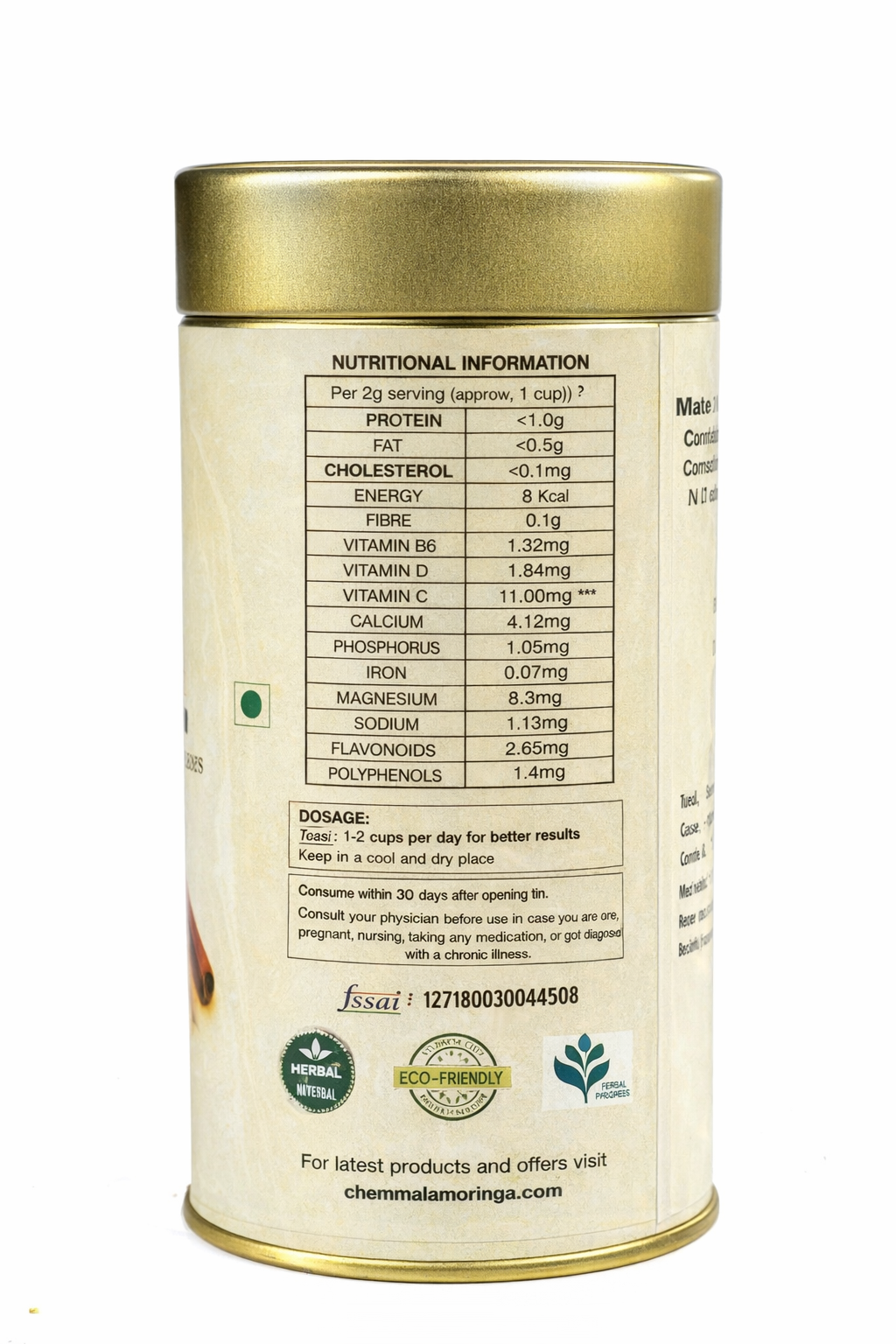 Chemmala Moringa Turmeric Tea with Ginger & Cinnamon | Herbal Immunity Tea | Supports Digestion & Wellness | Natural Detox Drink | 100g