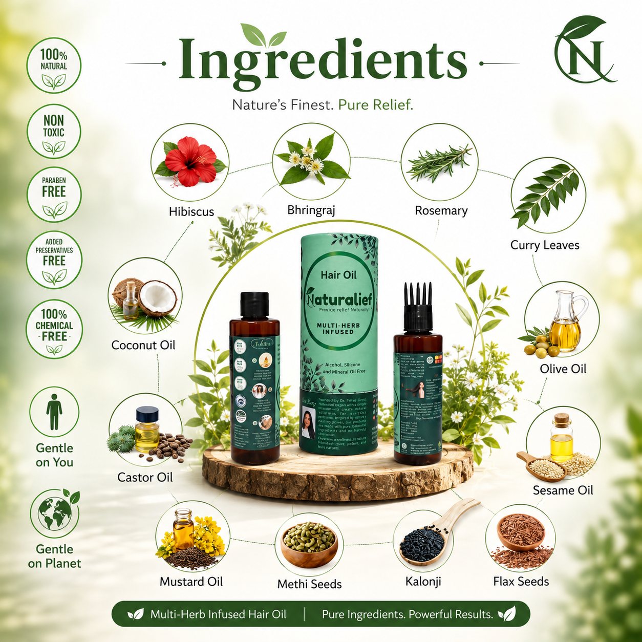 Naturalief Multi-Herb Infused Hair Oil – Natural Blend for Hair Growth & Scalp Nourishment