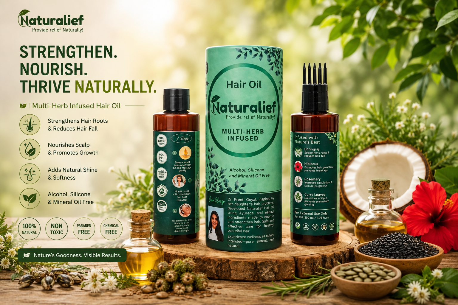 Naturalief Multi-Herb Infused Hair Oil – Natural Blend for Hair Growth & Scalp Nourishment