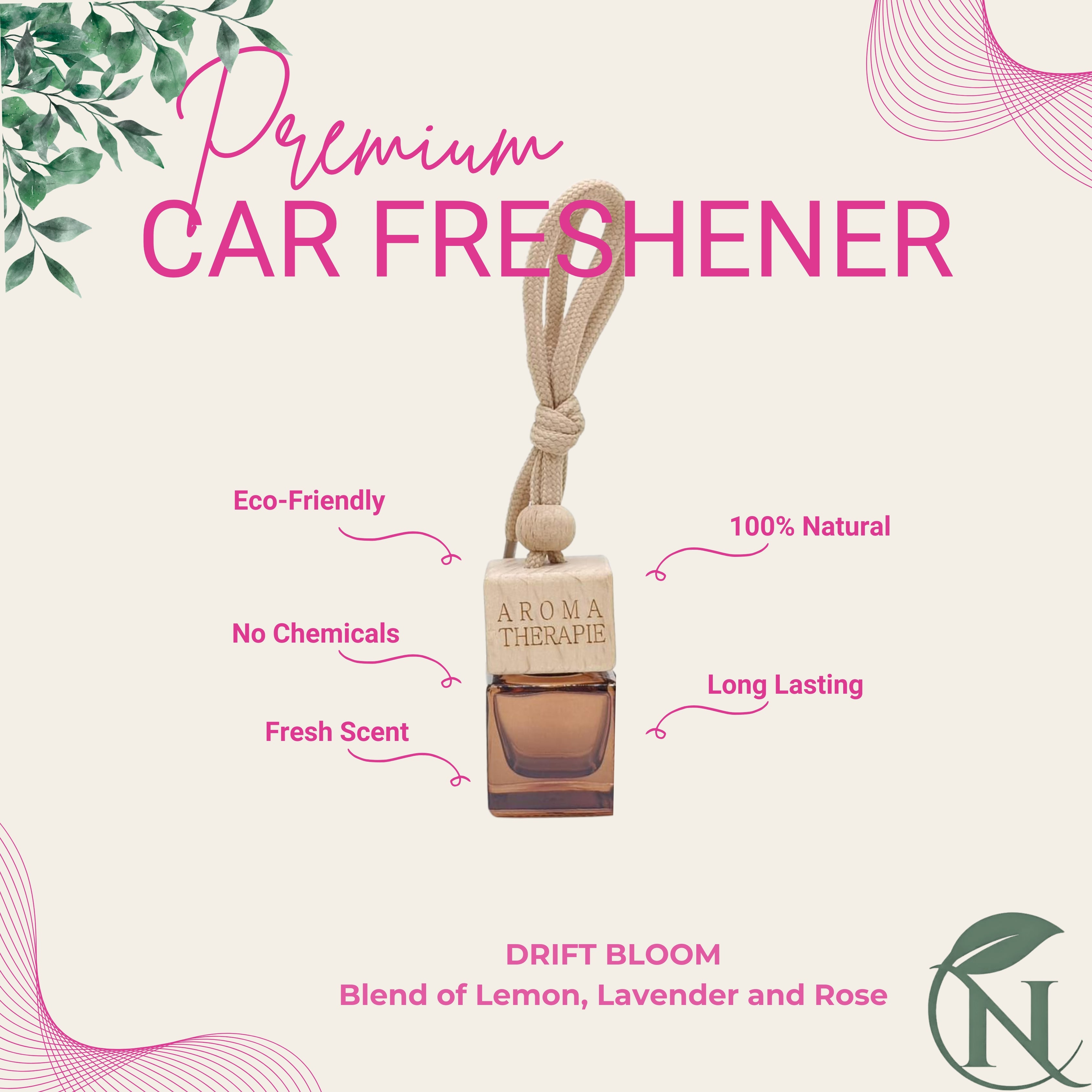 Naturalief Car Freshener – Pure Essential Oil Blend with Wooden Hanging Diffuser Pod