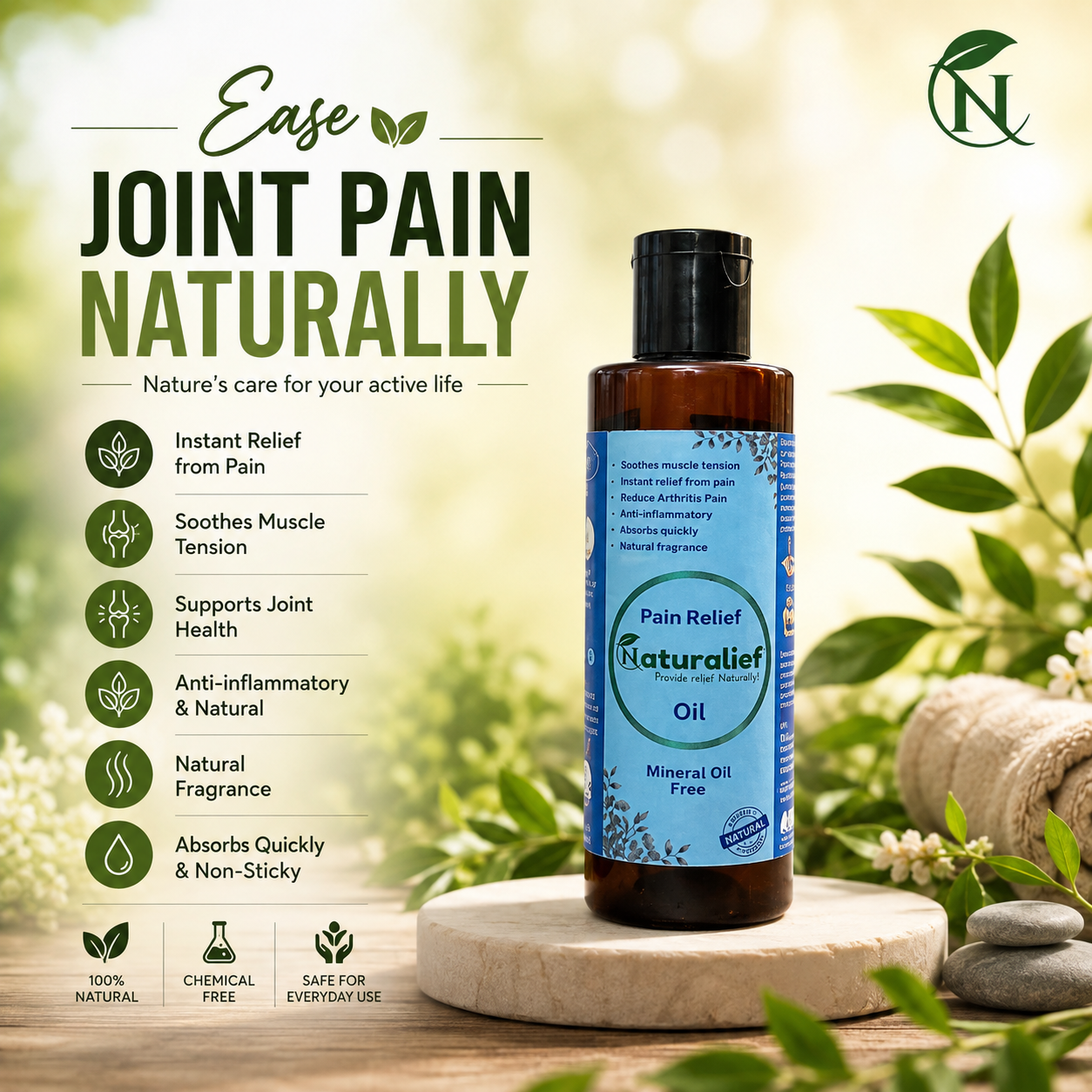Naturalief Pain Relief Oil – Natural Ingredient-Based Soothing Oil for Comfort & Easy Movement