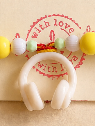 BeYoou.Bling Handcrafted Cute White Headphone Beaded Rakhi for Brother & Kids