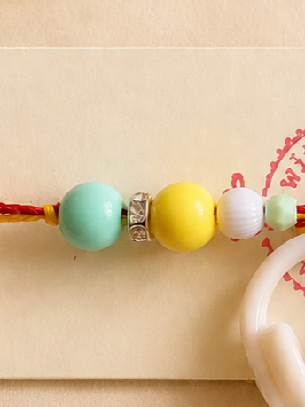 BeYoou.Bling Handcrafted Cute White Headphone Beaded Rakhi for Brother & Kids