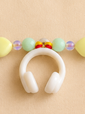 BeYoou.Bling Handcrafted Cute White Headphone & Heart Beaded Rakhi for Brother